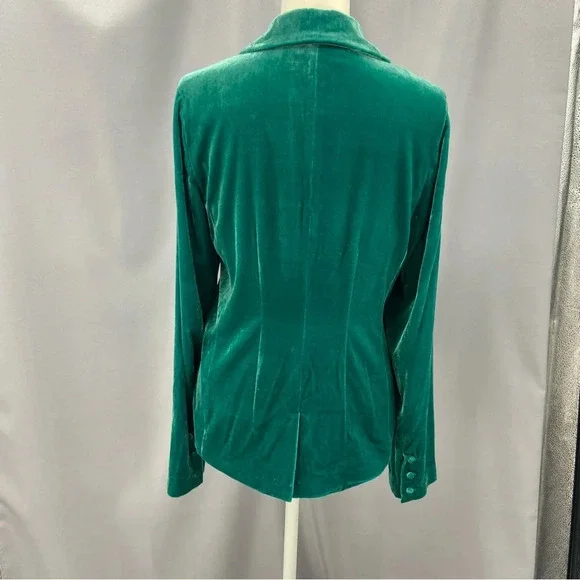 For Love & Lemons Viva Emerald Silk Blend Velvet Blazer Size Small - Picture 9 of 14